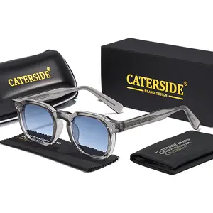 CATERSIDE Retro Cellulose Propionate Temple Tips Sunglasses UV400 Punk Vintage Square Frame Unisex for Travel Road Trip Cycling Music Festival Seaside Wedding Party
