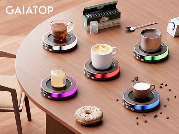 GAIATOP Wooden Coffee Mug Warmer for Desk - 3 Temp Settings 2-9 Hour Timer 3 Romantic Light Modes Digital Display Heating Plate for Beverages Candles Tea Milk & More Coasters Tableware US Type Home Home gift