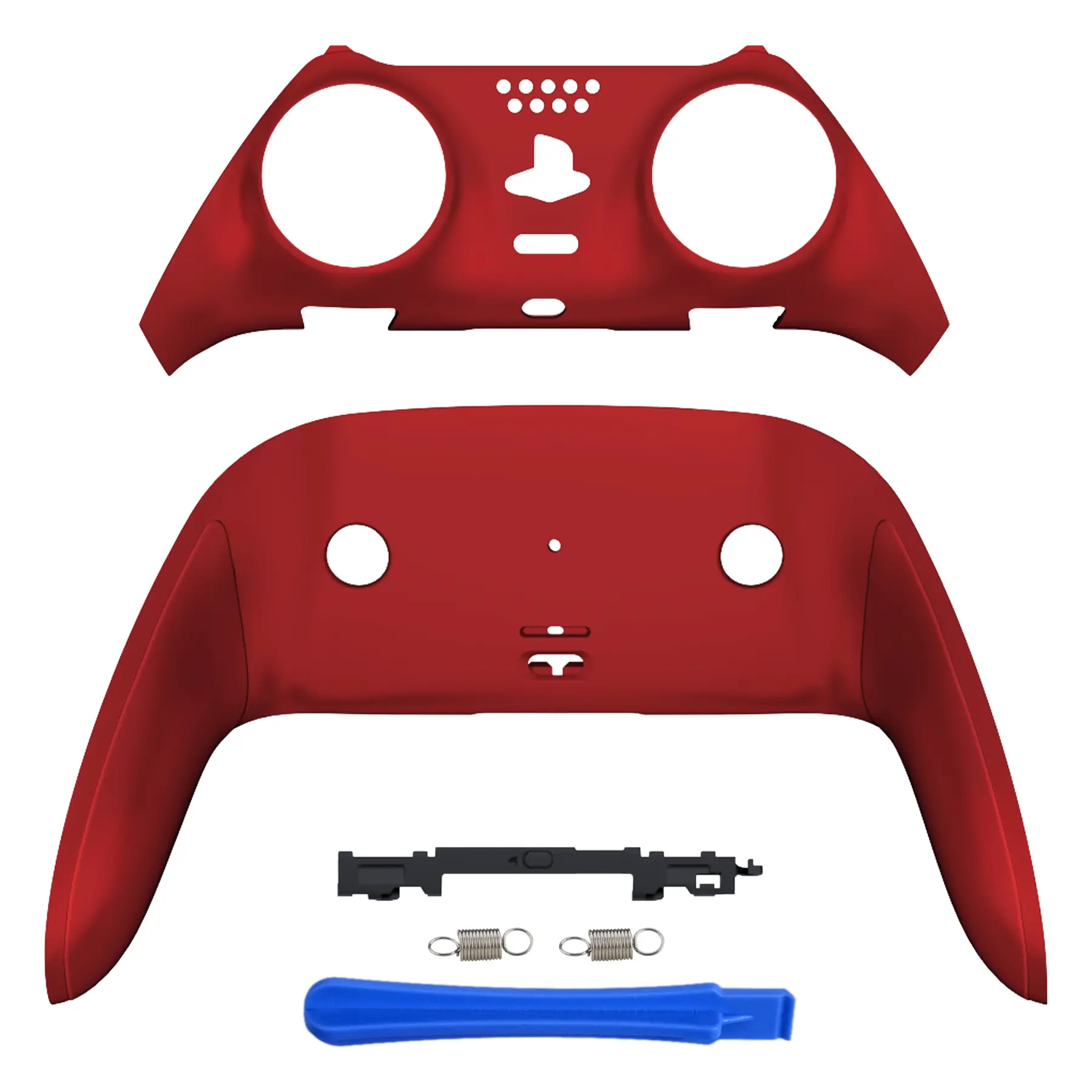 eXtremeRate Scarlet Red Top-Bottom Decorative Trim Shell Kit, Precision Cut DIY Gaming Accessory with Tools for PS5 Edge Gamepad - Custom Controller Replacement Shells, Front-Back Clip Plates, Bottom Decorative Cover, Switch Button Compatible