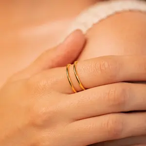 Everly Thin Duo Band by Caitlyn Minimalist - Thin Double Band Ring - Minimalist Adjustable Wrap Ring - Everyday Jewelry - Gift for Her