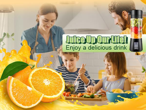 Phueut Portable Blender USB Rechargeable Mini Blender with 6 Blades, 380mL Traveling Fruit Juicer Cup for Shakes and Smoothies