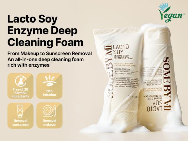 LACTO SOY ENZYME DEEP CLEANSING FOAM [100ml] - Enzyme foam for deep, gentle pore cleanse & sunscreen removal - Korean Skincare Facial Cleanser Foaming Cleanser