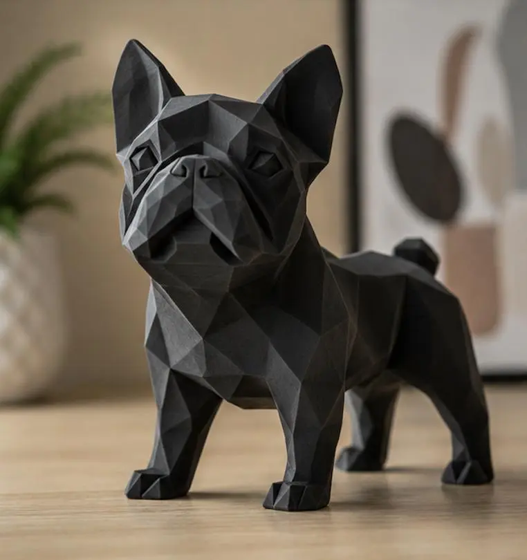 Low Poly Geometric 3D French Bulldog Sculpture - Lightweight Decorative Desk Accent, Minimalist Home Improvement Ornament, Ideal Gift for Enthusiasts, Gaming Space Decor