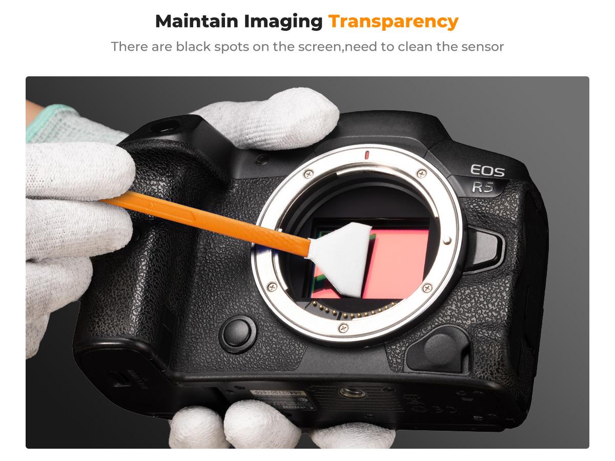 K&F CONCEPT 24mm Full Frame Sensor Cleaning Swab*6 + 20ml Sensor Cleaner, DSLR SLR Digital Camera CMOS and CCD Sensor Cleaning Swab Kits for Nikon Sony Canon Camera Clean