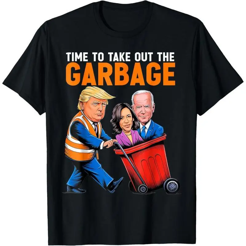 Menswear Fashion Tops with Political Satire Slogan, Shortsleeve 'Time to Take Out the Trash' Design for a Unique Chinese New Year Gift, Fashion Apparel, Unisex, Valentines Day, High Quality Print