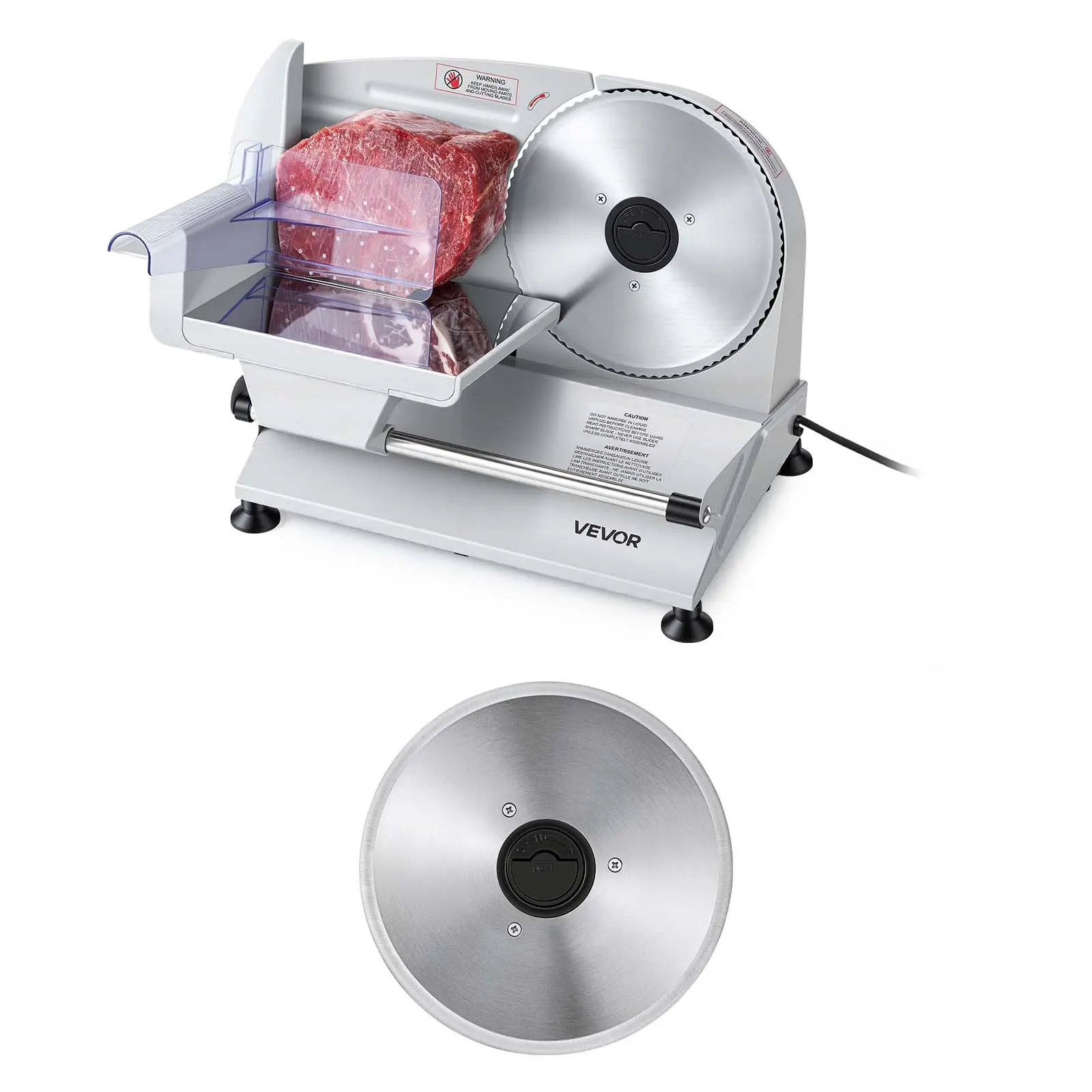 【Summerfinds】VEVOR Meat Slicer, 7.5" Electric Deli Slicer with 2 SUS420 Blades & 0-0.6" Adjustable Thickness, 200W Home Food-Slicer for Frozen Meat, Ham, Baguett, Steak, UL Approved