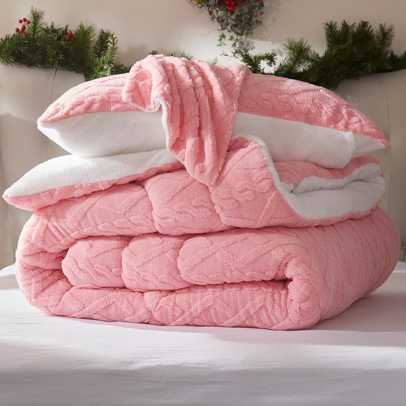 Cosybay Halloween Plush Sherpa comforter set Queen size(Twin size:2pcs),Heavyweight holiday bedding set,Cozy thick Snowflake comforter for Christmas,Luxurious 450g Milk Velvet reversible blanket with Pillowcases, Machine Washable, Bedroom Accessories