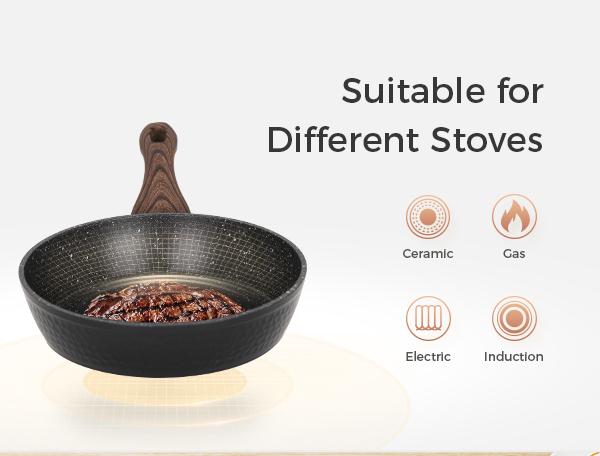 Kitchen Academy Induction Cookware Sets - 12/15 Pcs Black Hammered Cooking Pans Set with Healthy Granite Nonstick Material Kitchen Academy Induction Cookware Sets - 12/15 Pcs Black Hammered Cooking Pans Set with Healthy Granite Nonstick Material