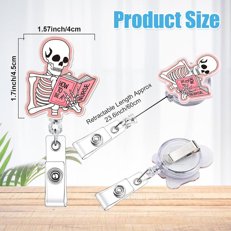36/24/12/10 Pcs Funny Badge Reels for Nurses Cute Acrylic ID Badge Holder with Retractable Name ID Clip Bulk Badge Reel Accessories for Doctors Teachers Nursing Students Coworkers Medical Assistants New Grad Nurse Onboarding Gifts, Clinical Essentials