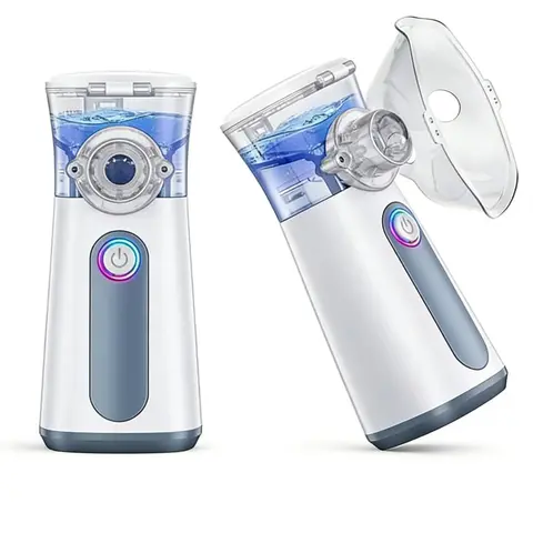 2PCS USB Humidifier Machine Set - Handheld Portable Ultrasonic Nebulizer, Battery Powered USB Rechargeable 400mA Hydration Boost Device, Compact Mesh Material Desktop Humidifier for Adults/Kids Home Use, Compatible with Hydrating Mask