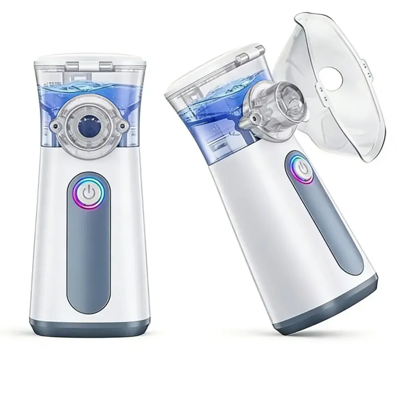 2PCS USB Humidifier Machine Set - Handheld Portable Ultrasonic Nebulizer, Battery Powered USB Rechargeable 400mA Hydration Boost Device, Compact Mesh Material Desktop Humidifier for Adults/Kids Home Use, Compatible with Hydrating Mask