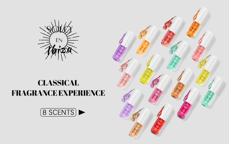 SOLO EN IBIZA 8-Piece Mini Set Body & Hair Fragrance Mist,Travel Size Perfume,Long-Lasting,8 Different Scents,Perfect For Dating,Daily Life,Parties,Gift Giving,1.02 fl oz/30 ml Each Bottle