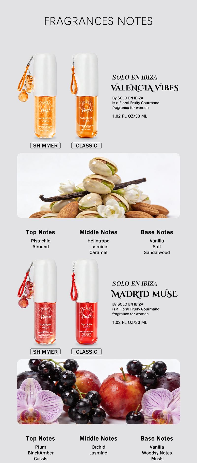 SOLO EN IBIZA 8-Piece Mini Set Body & Hair Fragrance Mist,Travel Size Perfume,Long-Lasting,8 Different Scents,Perfect For Dating,Daily Life,Parties,Gift Giving,1.02 fl oz/30 ml Each Bottle