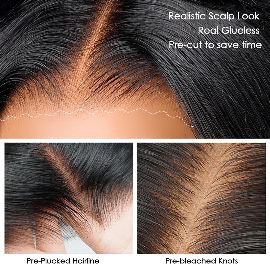 Pizazz Hair 220% Density Body Wave HD Transparent 13x6 Pre Cut Lace Wigs With Drawstring Pre Plucked Lace Frontal Human Hair Wigs