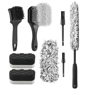 8 Pcs Garden Cleaning Tools Set,Microfiber Flat Wheel Brush,Soft-bristled Rim Brush,Double-Ended Detailing Brush,Detailing Pads,Scratch-Free & Multipurpose Cleaning Tire Brush,Tools & Hardware