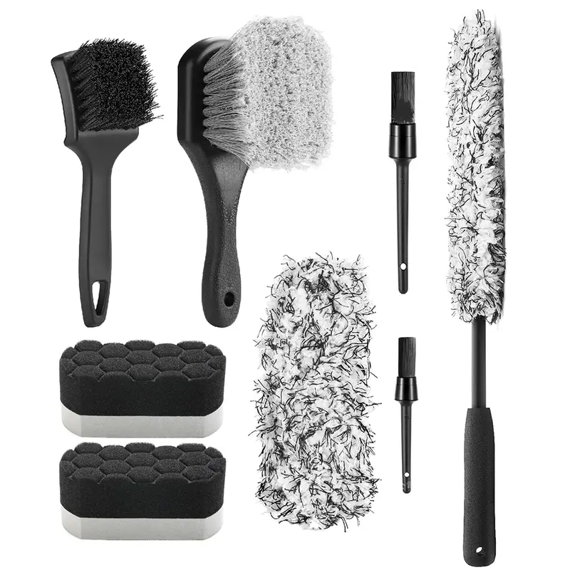 8 Pcs Garden Cleaning Tools Set,Microfiber Flat Wheel Brush,Soft-bristled Rim Brush,Double-Ended Detailing Brush,Detailing Pads,Scratch-Free & Multipurpose Cleaning Tire Brush,Tools & Hardware,Summervibes