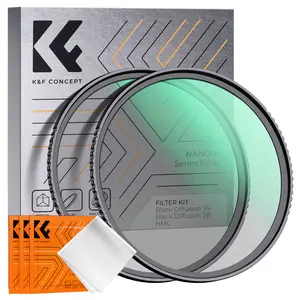[K&F CONCEPT] Black Diffusion 1/4 & 1/8 Filters Kit, 2 Pack Ultra-Thin Mist Cinematic Effect Filters Set with Multi-Layer Nano Coated and 3 Pieces Cleaning Cloth for Camera Lens - K Series
