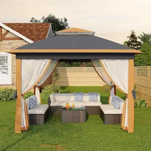 11'x11 Pop-Up Gazebo, Instant Outdoor Canopy Tent with Mosquito Nettings, Durable Steel Frame, Water and UV Proof, for Patio, Garden, Courtyard, Party