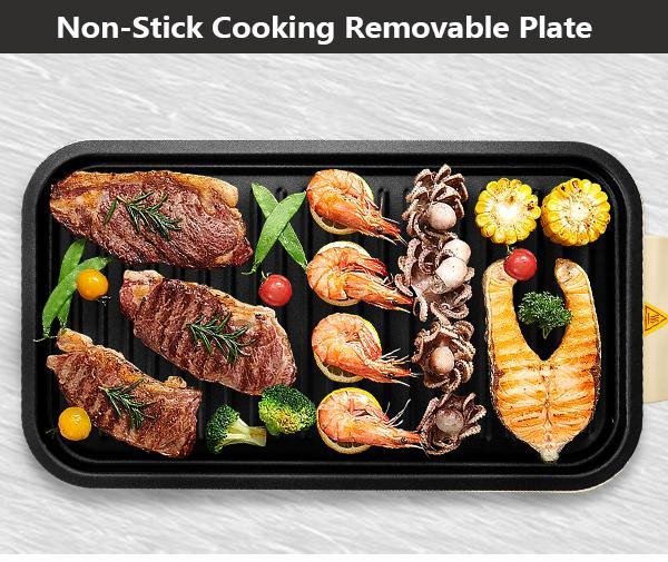 Pukomc Indoor Smokeless Electric Grill – 1500W, Rapid Heating, Non-Stick Removable Plate, Includes 3 Mini Raclette Pans & Wooden Spatulas, Dishwasher Safe, Constant Temperature Pukomc Indoor Smokeless Electric Grill – 1500W, Rapid Heating, Non-Stick Removable Plate, Includes 3 Mini Raclette Pans & Wooden Spatulas, Dishwasher Safe, Constant Temperature