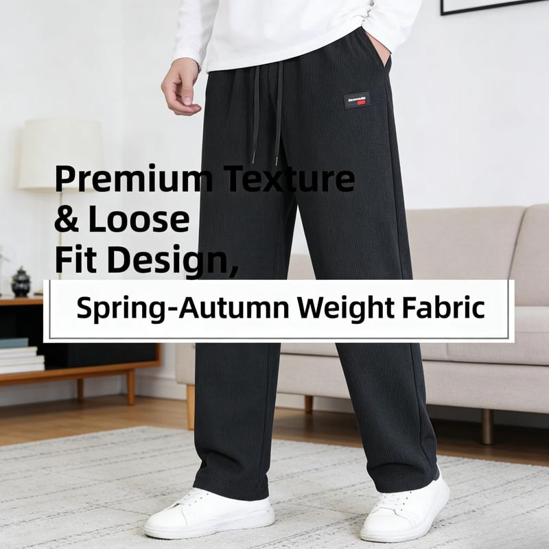 2PCS Striped Pants Thick-Waist Spring-Autumn Men's Casual Pants, Loose Pants, Straight-Leg Pants, Fashionable Men's Pants, Comfortable Fabric, Stripes