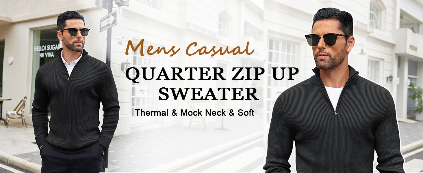 COOFANDY Men's Quarter Zip Sweaters Slim Fit Mock Neck Pullover Sweater Lightweight Knitted Polo Sweaters COOFANDY Men's Quarter Zip Sweaters Slim Fit Mock Neck Pullover Sweater Lightweight Knitted Polo Sweaters