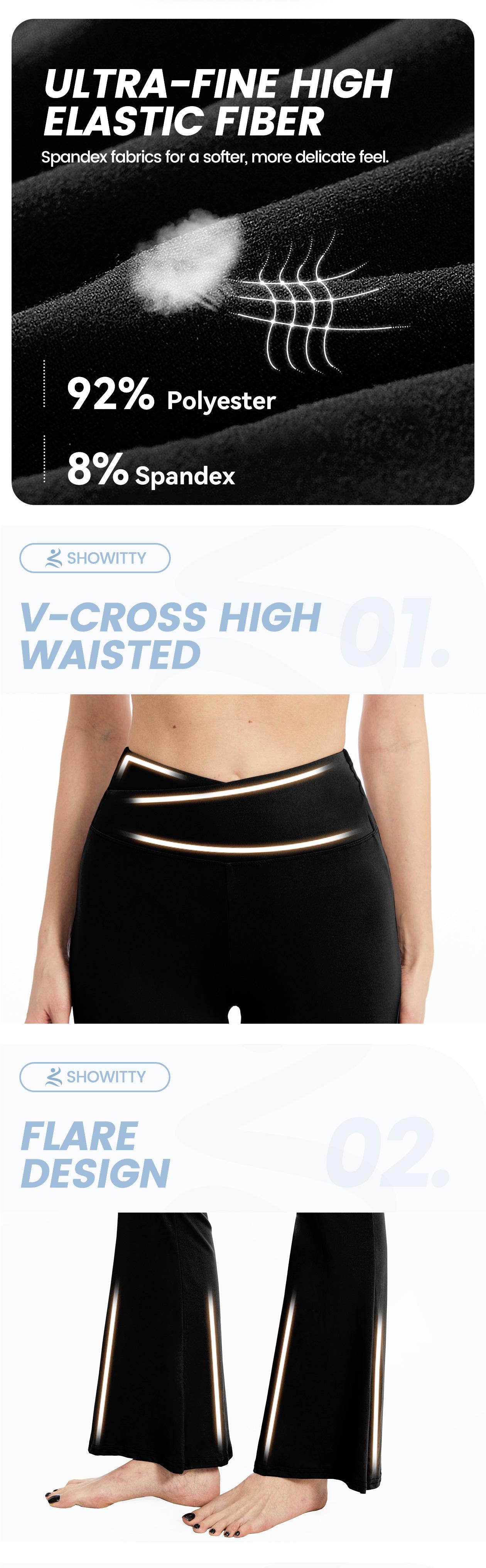 SHOWITTY Women's High Waisted 1/2 Pack Flare Leggings – Crossover Yoga Pants with Pockets Bootcut for Workout, Yoga & Casual Wear