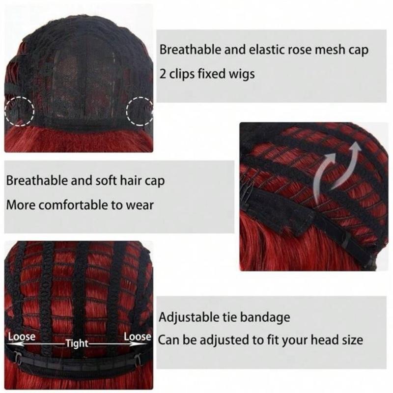 Short Ombre Blonde Wigs With Bangs Synthetic Wavy Curly Pastel Blonde Bob Wig For Women Girl Colorful Cosplay Wig Red Hair Style