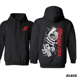 Snap-on Hoodie – Cracked Turbo Graphic with Red Vertical Logo, Bold Mechanic Workwear Pullover, Casual Streetwear for Men & Women