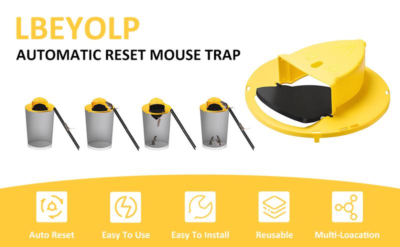 Mouse Trap Bucket Flip Lid Multi-Catch for Indoor Outdoor Use, Auto-Reset Humane Rats Trap, No Chemical Glue Required | 5 Gallon Bucket Compatible Mouse Trap Bucket Flip Lid Multi-Catch for Indoor Outdoor Use, Auto-Reset Humane Rats Trap, No Chemical Glue Required | 5 Gallon Bucket Compatible