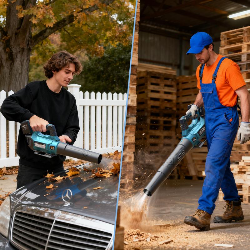 SEESII 40V Cordless Leaf Blower with 680CFM/210MPH Brushless Motor, 2x 4000mAh Batteries & 2 Chargers, Variable Speed & Turbo Button for Lawn Care & Debris Removal