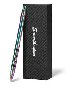 SMOOTHERPRO Bolt Action Pen, Stainless Steel Ballpoint Pen with Black Ink, Compatible with Pilot G2 Refills, Multicolor