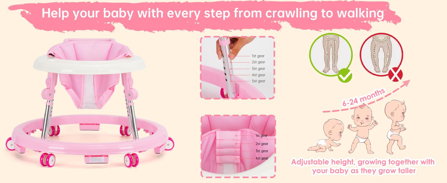 Foldable Baby Walker with 9 Adjustable Heights!Mute Wheels & Footrest, Perfect Activity Center for Boys & Girls Aged 7-18 Months, Portable & Space-Saving! ! Floorwalker Foldable Baby Walker with 9 Adjustable Heights!Mute Wheels & Footrest, Perfect Activity Center for Boys & Girls Aged 7-18 Months, Portable & Space-Saving! ! Floorwalker