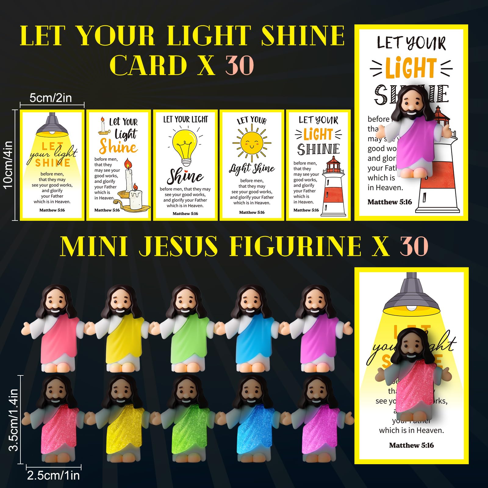 30 Sets Mini Jesus Glowing Easter Jesus Figurines Religious Easter Theme Party Favors Original Design Sunday School Gift Easter Egg Stuffers Employee Appreciation Gift Creative Gift for Christian Baptism Family Friends