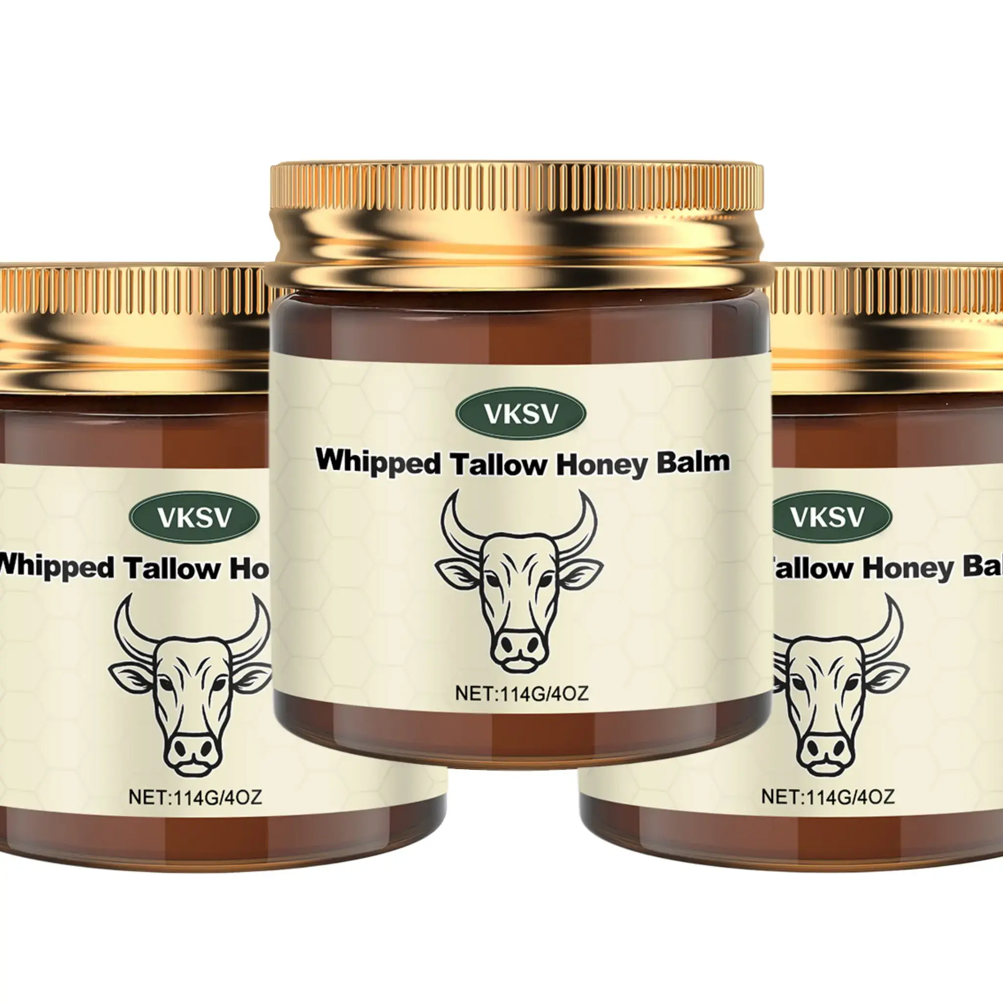 3-Piece Tallow and Pure Honey Body Cream Set, Handmade All-Natural Moisturizer for Smooth Skin, Gentle Body Care Formula for Adults, 12 oz