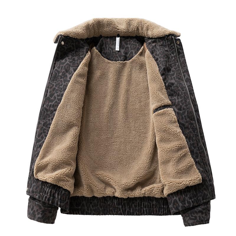 Vintage Leopard Print Lapel Fleece Lined Warm Jacket Autumn Winter Trendy Casual New Coat quilted jacket winter outfits