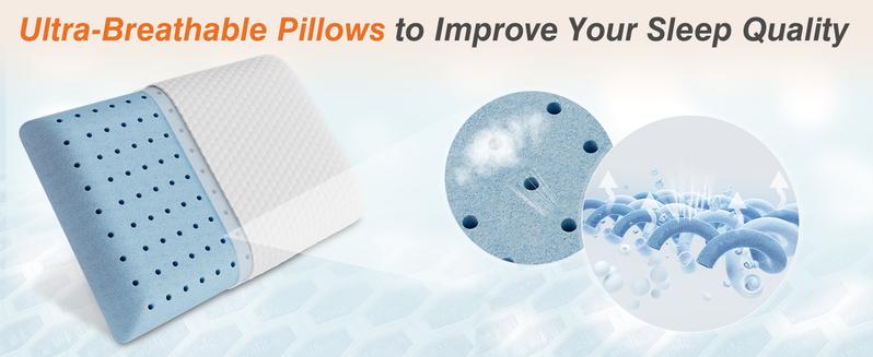 Standard Size Memory Foam Pillow, Soft and Comfortable Bed Pillow for Side Sleepers - Cooling Hotel Pillow with Removable Washable Cover, 24" x 16"