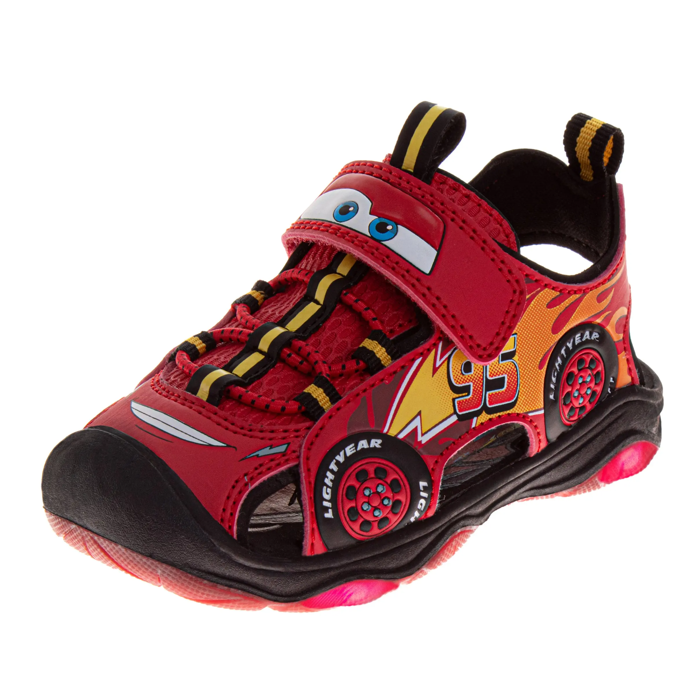 Josmo Disney McQueen Car Boys' Open-Toe Hook-and-Loop Sport Sandals - Kid Size Sandals & Flip Flops (Toddler/Kids)