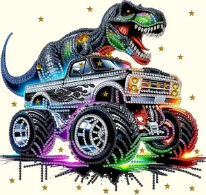 Dinosaur Truck Special Shape Diamond Art Kits for Adults, 5D Diamond Painting Kits for Beginner, Gem Art, Diamond Crystal Rhinestones Painting Kits for Home Wall Decor Gift, 11.8x11.8 in