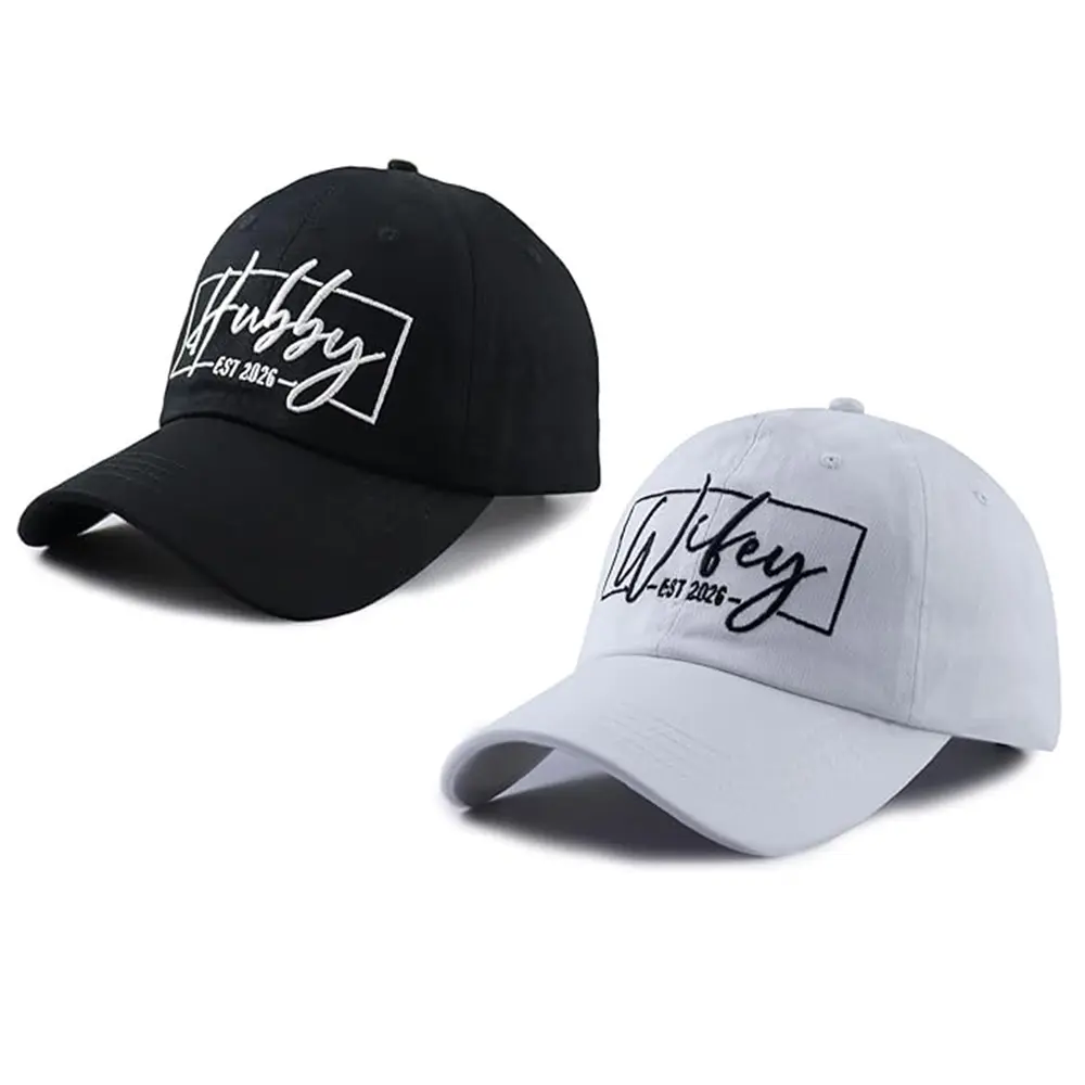 Unisex Matching Couple Cotton Baseball Caps (2PCS) - 2026 Embroidery Lettering Detail, Adjustable Size, for Spousal Outfits, Embroidery Detail