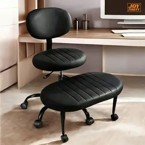 Joyfinity Ergonomic Cross Legged Swivel Chair - Adjustable Height, Versatile for Meditation & ADHD, Teddy Fabric, Back Support, Kneeling Chair, 360° Rotating Footrest, Lumbar Support, Gifts for Family, Home & Office Use