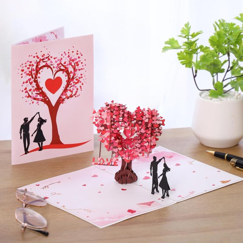 Romantic 3D Pop Up Card Heart Tree Design. Creative Valentine's Day Gift for Her Him. Laser Cut Greeting Cards with Envelope. Anniversary Wedding Birthday Souvenir. Handmade Paper Craft Love Confession. Best Surprise Present for Wife Husband.