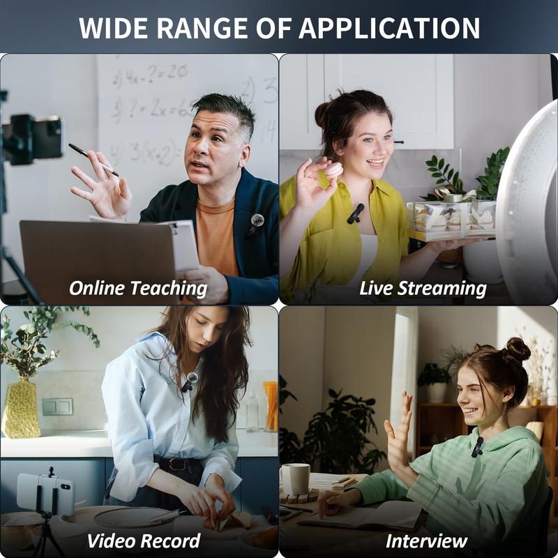 2 pcs Wireless Mini Microphones for iPhone, Android, iPad - Mini Wireless Clip-on Microphones Crystal Clear Sound Quality for Recording, Live Streaming,Vlog microfono minimic usb c interface smartphone