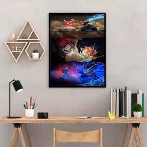 Epic Clash Poster Giyu vs Akaza in Demon Slayer – Perfect Wall Art for Anime Fans