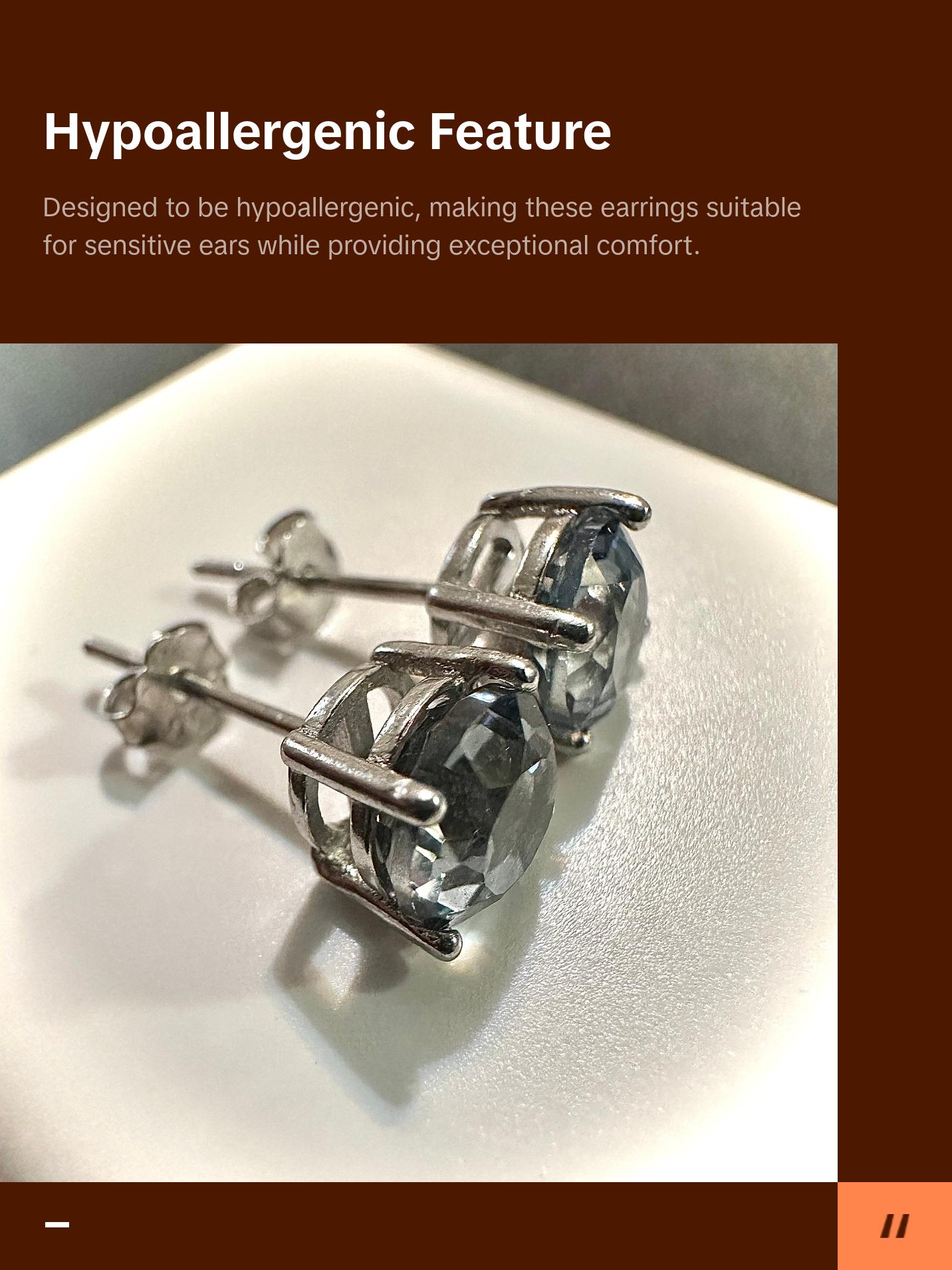 925 Sterling Silver 6MM Round Tanzanite Stud Earrings for Women Gift Birthstone