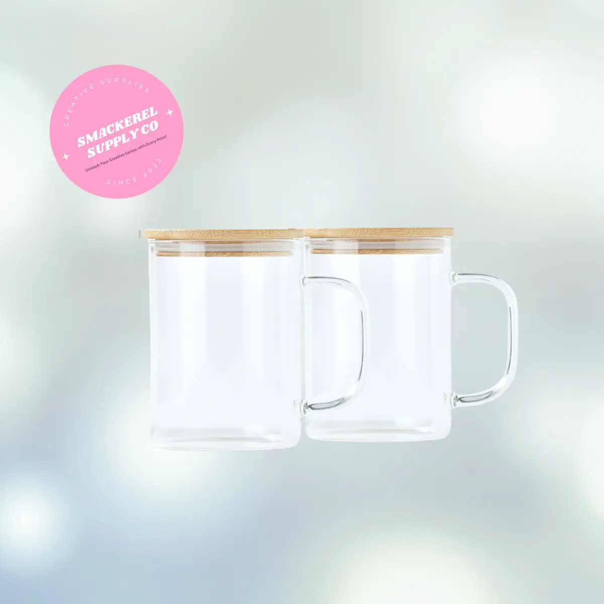 Sublimation 15oz Blank Glass Mug with Bamboo Lid and Straw trendy with handle Drinkware Tumbler Reusable Washable Coffee