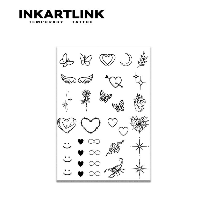 INKARTLINK Magic Tattoo 2 Sheets, ​Where Feathers Meet Petals​,Waterproof, Semi-permanent, Long-lasting, Temporary, Simple Fake Tattoo Stickers, Mini Pattern Tattoos, Finger Tattoos, Party, Art Henna Designs Sensitive