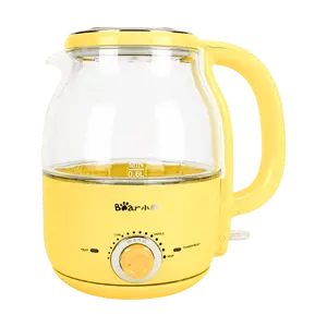 Bear Electric Glass Tea Kettle 1.2L, Honey Yellow - Multifunctional Hot Water Boiler for Brewing Loose Leaf Tea & More