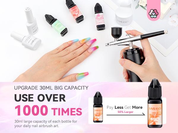 SAVILAND Airbrush Gel Nail Polish: Create Gradient Blush High Color Saturation Patterns Perfect Home Salon Cuticle Care Festival Gift