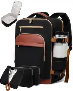 40L Airline Approved Travel Backpack with 16 Pockets TSA 180° Laptop Compartment Waterproof 3 Packing Cubes Replaces 20" Suitcase Ideal for 3-7 Day Trips