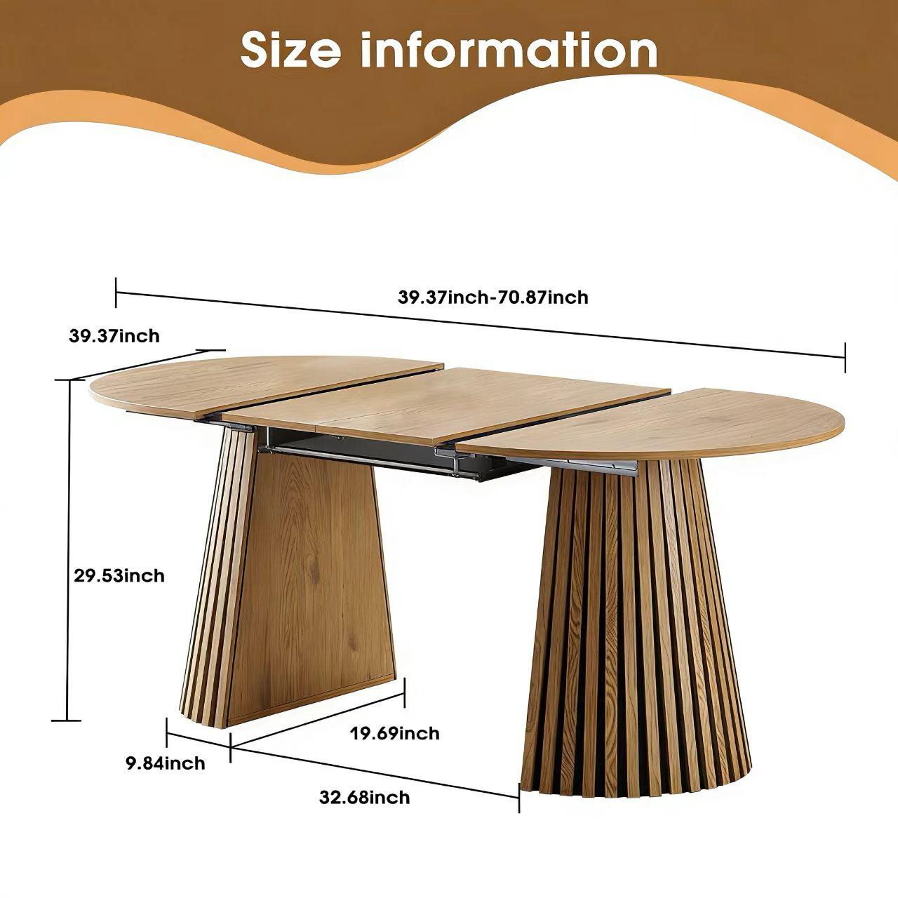 39.37-70.87 Inche Extendable Dining Table, Space Saving Oval Wood Tabletop & Slatted Legs, Flexible Multi-Functional for Kitchen Office Living Room, Natural Wood Color 39.37-70.87 Inche Extendable Dining Table, Space Saving Oval Wood Tabletop & Slatted Legs, Flexible Multi-Functional for Kitchen Office Living Room, Natural Wood Color